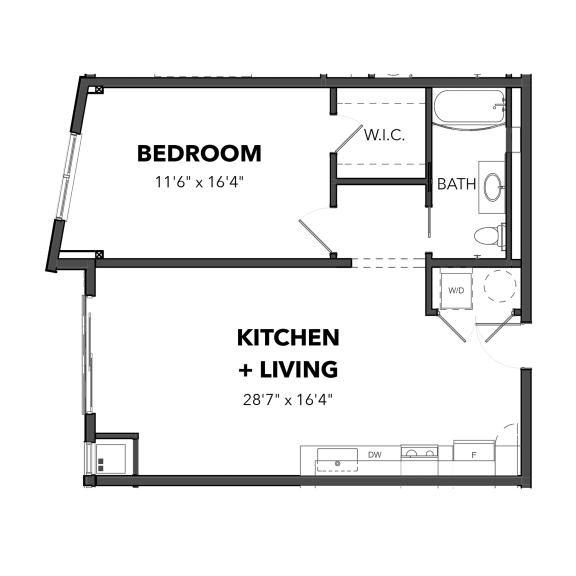 A6 1 Bed 1 Bath Floor Plan at Bakery Living, Pittsburgh, PA