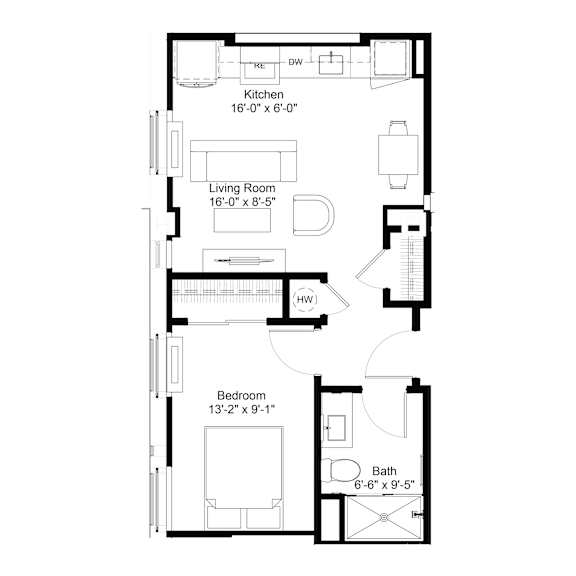 Floor Plan  A8 Floor Plan at The Jones Tower at the Collective, Pittsburgh, PA 15203