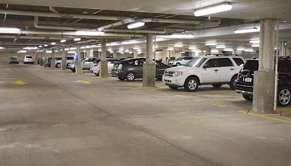 a parking garage full of cars at Bakery Living, Shadyside, Pittsburgh, PA 15206