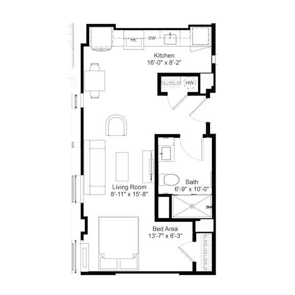 Floor Plan  S5 Floor Plan at The Jones Tower at the Collective, Pittsburgh Pennsylvania
