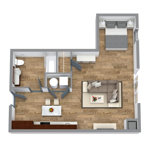 Studio 1 Floor Plan at Bakery Living, Shadyside, Pittsburgh, PA 15206