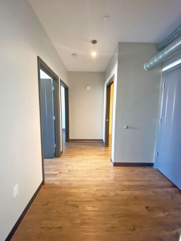 Hallway with Hardwood Flooring at Bakery Living, Pittsburgh, PA