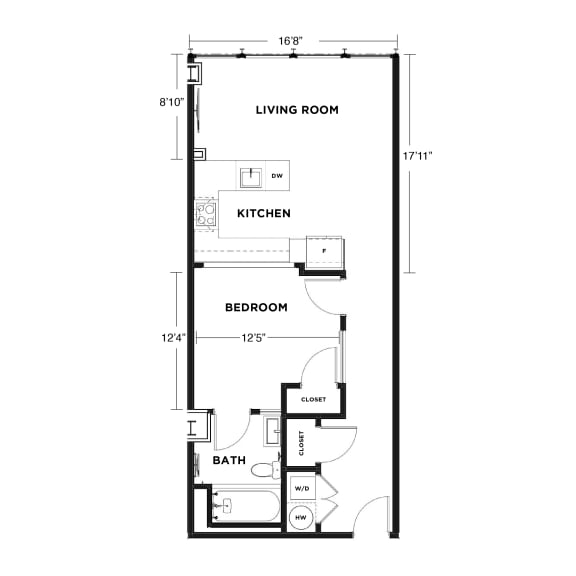 a floor plan of a bedroom apartment at The Washington at Chatham, Pittsburgh, PA 15219