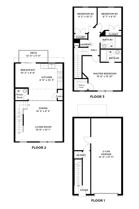 Floor Plan  The Augusta 1,450 Sq.Ft. 3 Bedroom Floor Plan at Highland Village, Ross Township, Pittsburgh, PA 15229