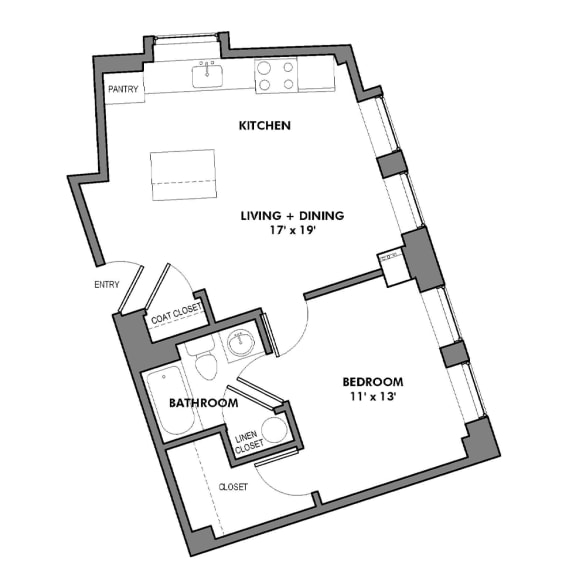 Highland A2 Floor Plan at Walnut on Highland, Pennsylvania 15206
