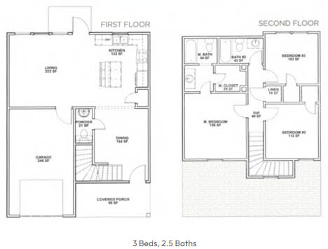 two floor plans of a first floor and second floor