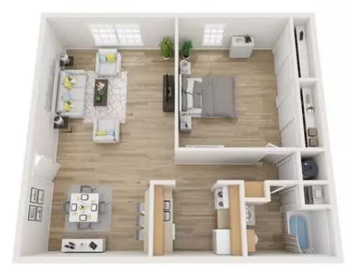 a1 1 bedroom floorplan  apartments in the galleria