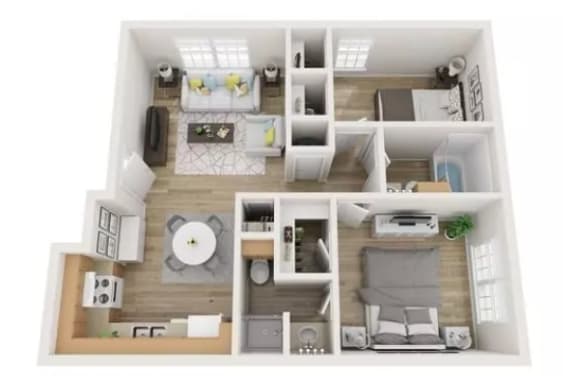 a 2 bedroom192 sq ft floor plan