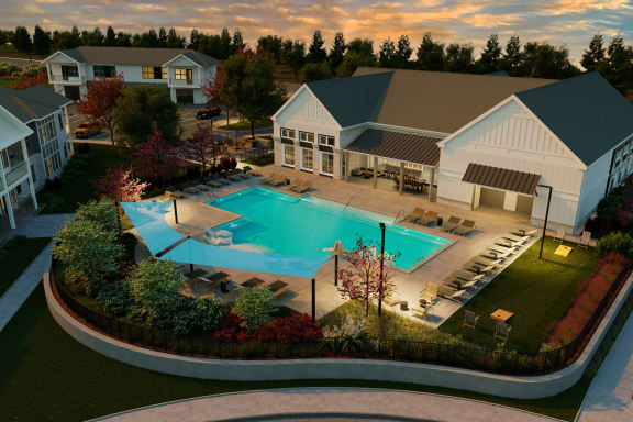 Exterior Clubhouse With Pool View at Alta Bridges, McDonough, 30253