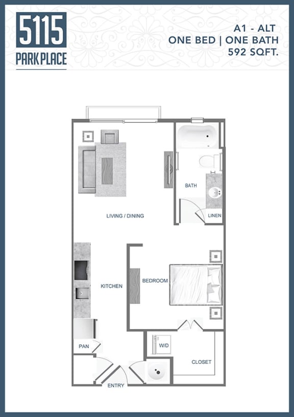 A1-ALT-Floor-Plan at 5115 Park Place Apartments, North Carolina