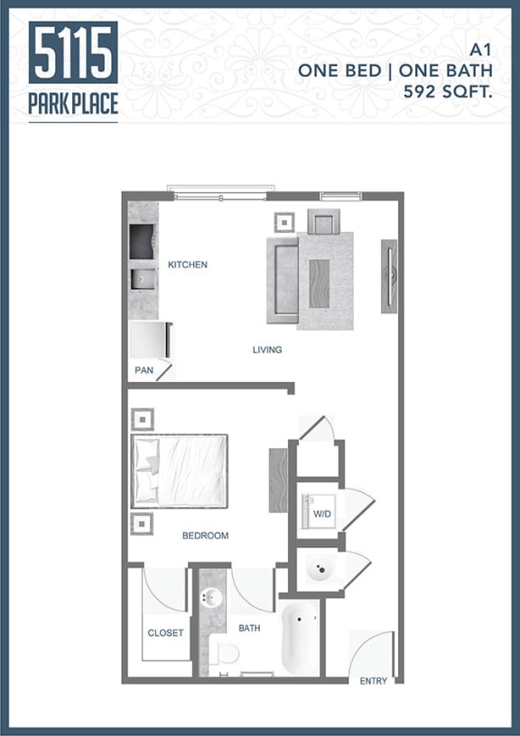 A1-Floor-Plan at 5115 Park Place Apartments, Charlotte