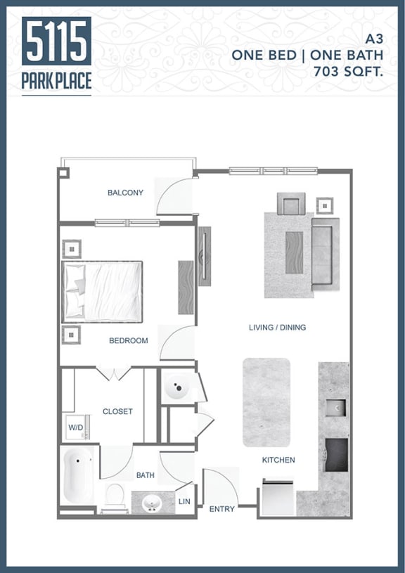 A3-Floor-Plan at 5115 Park Place Apartments, Charlotte, NC, 28209