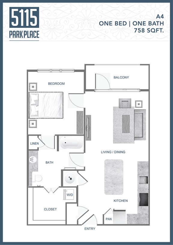 A4-Floor-Plan at 5115 Park Place Apartments, Charlotte, 28209