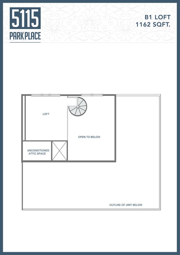 B1 Loft Floor-Plan at 5115 Park Place Apartments, North Carolina