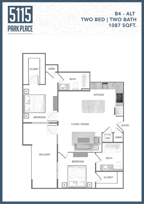 B4-ALT-Floor-Plan at 5115 Park Place Apartments, Charlotte