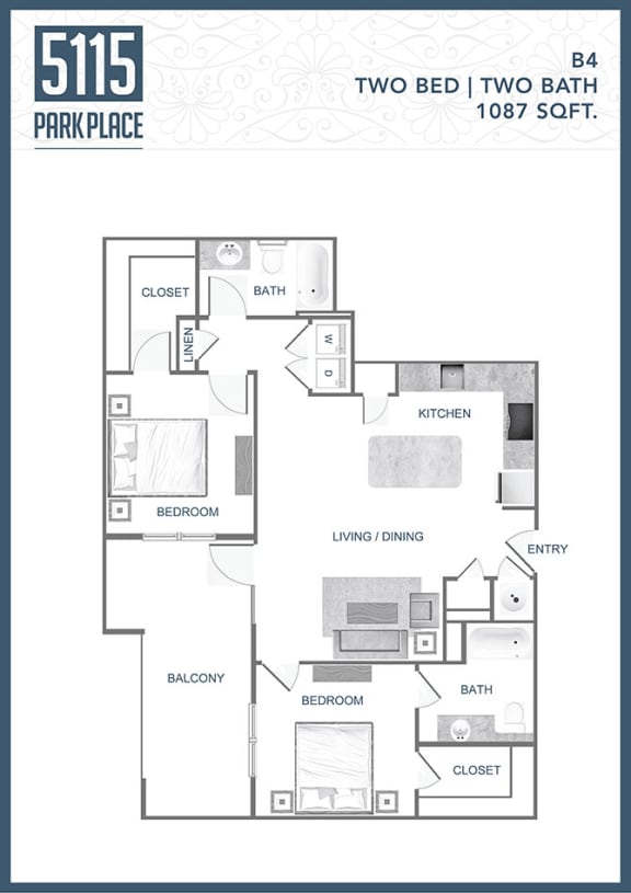 B4-Floor-Plan at 5115 Park Place Apartments, Charlotte, North Carolina