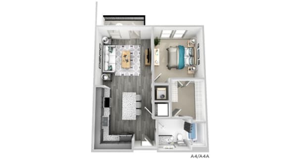 Floor Plan  Lowery: 1 Bedroom Floorplan A4A at The Lowery, Atlanta, 30318
