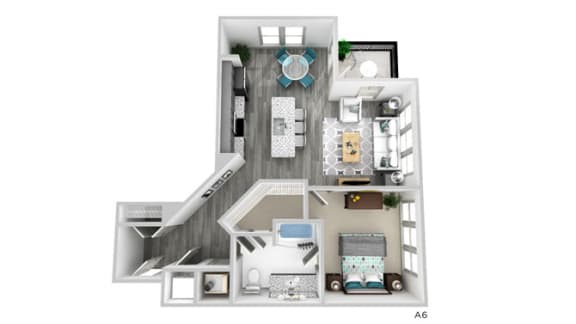 Floor Plan  Lowery: 1 Bedroom Floorplan A6 at The Lowery, Atlanta, GA