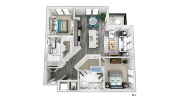 Lowery: 2 Bedroom Floorplan B3 at The Lowery, Atlanta, 30318
