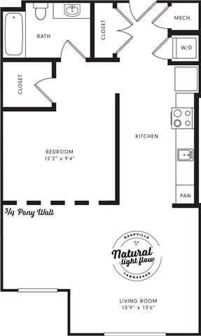 A7 Floor Plan at Station 40, Tennessee, 37209