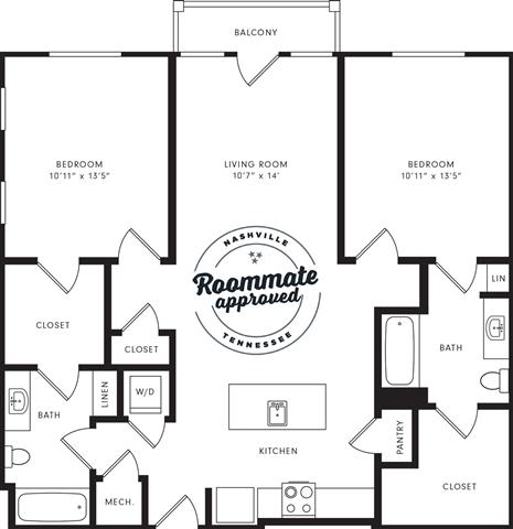 B3 Floor Plan at Station 40, Tennessee, 37209