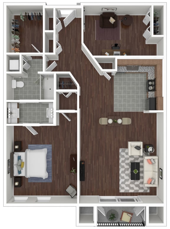 Floor Plan  1 bed 1 bath floor plan D at Solara Apartments, Sanford, FL, 32771