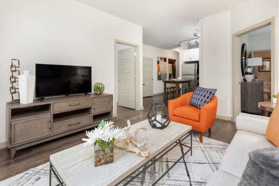 Living room with tv at Solara Apartments, Sanford