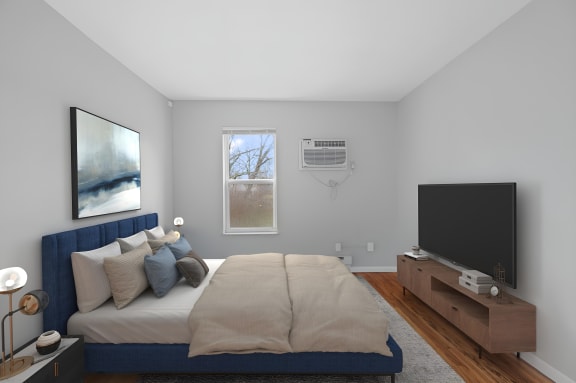 a bedroom with a large bed in front of a tv at Cincinnati Premier Living*, Cincinnati, 45213
