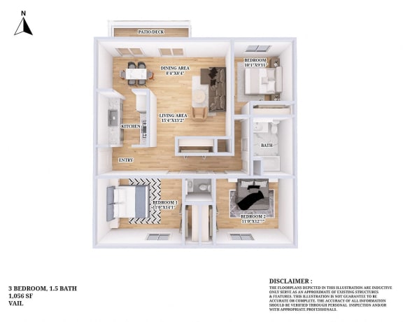 a typical floor plan of a 1 bedroom apartment