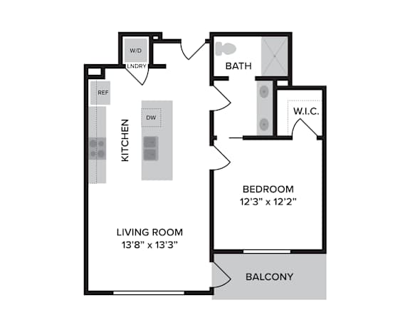 1B1-D Floor Plan 1B1-D Floor Plan at The Ridge, Cincinnati, OH