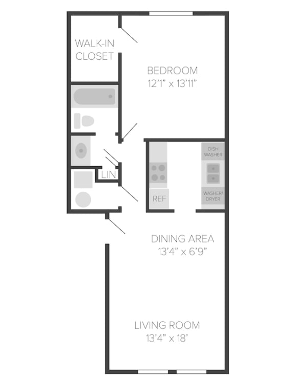 1 Bedroom Floor Plan at SoDel, Kettering, OH