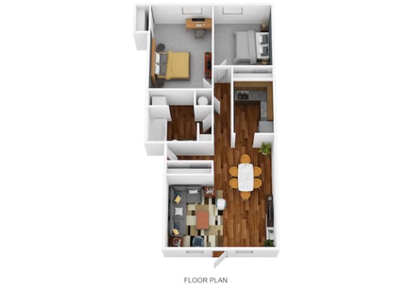 2bedroom floor plan at SoDel, Kettering, OH