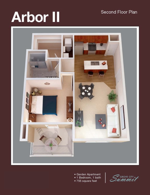 a 3d floor plan of an apartment