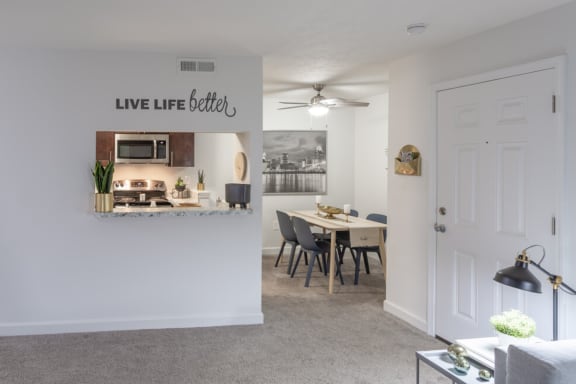 Kitchen Area With Dining View at Hilltop Apartments, Ohio