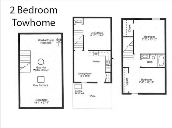 2Bedroom Floor Plan at Sharon Green Townhomes, Ohio, 43229