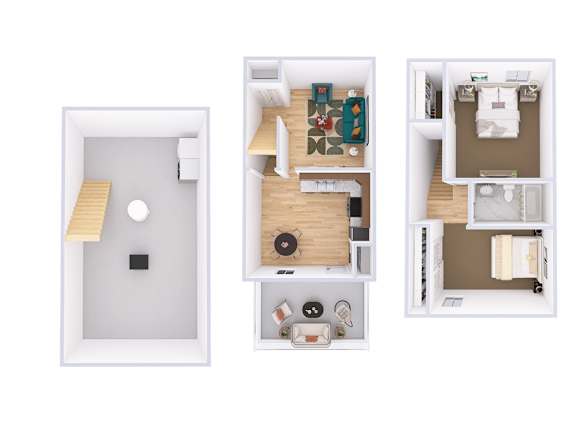 2Bed 1Bath Floor Plan at Sharon Green Townhomes, Columbus, OH