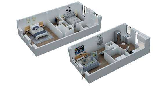 B1 B2 COMBO Floor Plan at The Rand Apartments, Columbus, 43227