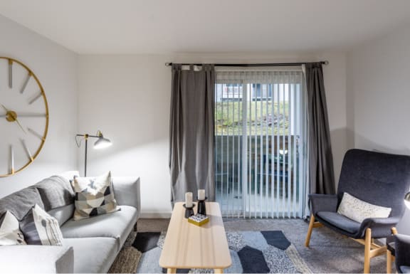Spacious Living Room With Private Balcony at Hilltop Apartments, Cincinnati