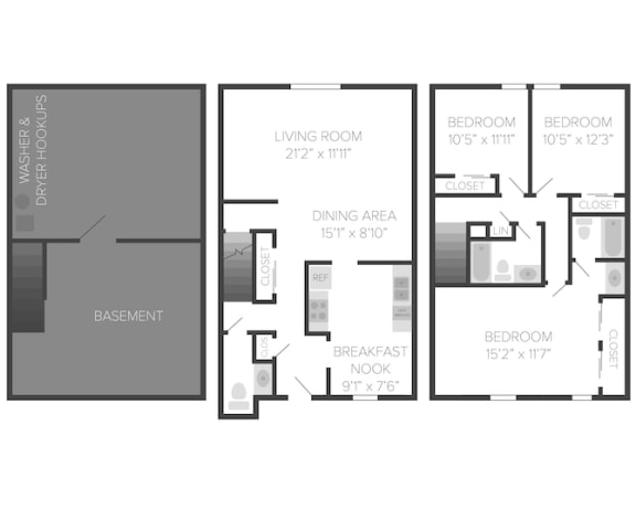 3 Bedroom Townhome Floor Plan at SoDel, Ohio, 45429