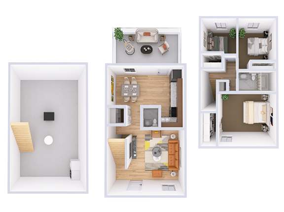 3Bed 2Bath Floor Plan at Sharon Green Townhomes, Columbus, 43229