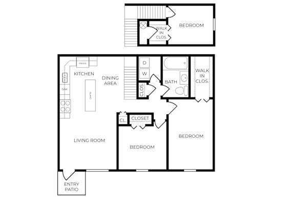 A black and white image of a floor plan for a home.