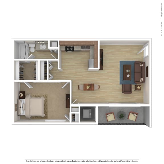 Floor Plan  A1 Floor Plan at 7 Pointe Apartments, Indiana, 46205
