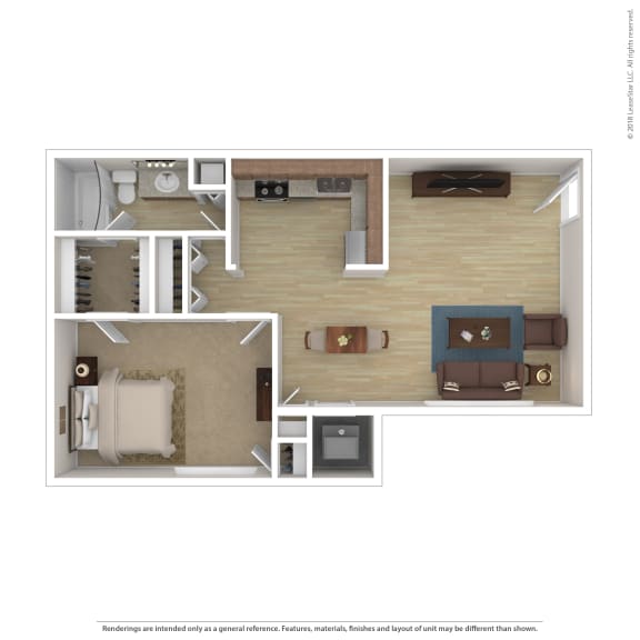 Floor Plan  A2 Floor Plan at 7 Pointe Apartments, Indianapolis, 46205