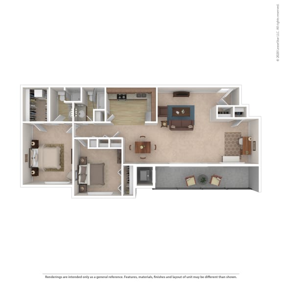 B2 Floor Plan at 7 Pointe Apartments, Indianapolis, IN, 46205