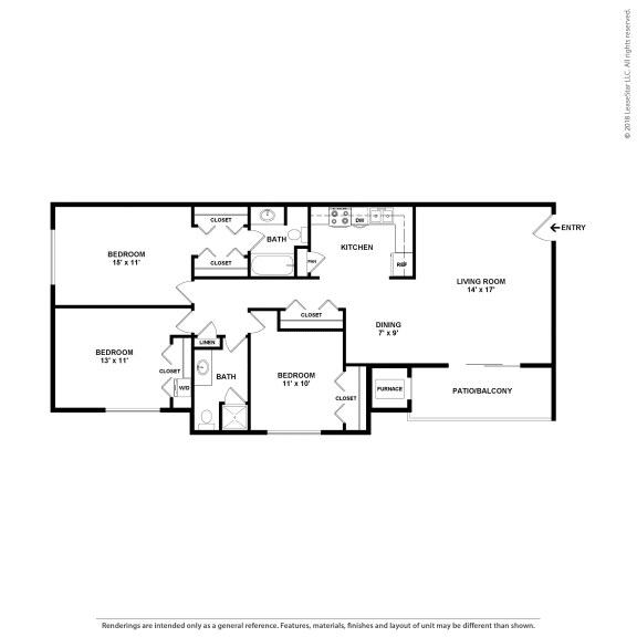 C1 Floor Plan at 7 Pointe Apartments, Indianapolis
