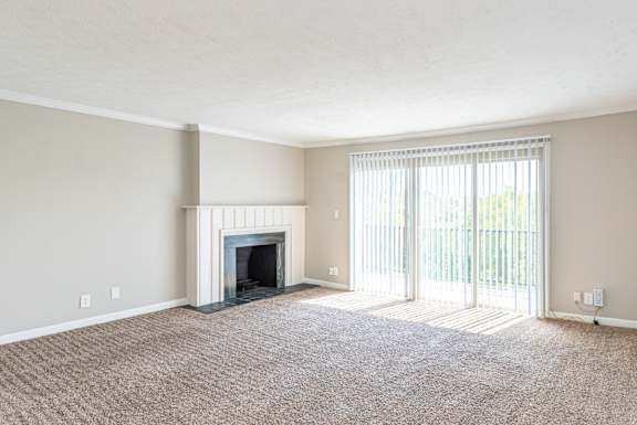 Living room with fireplace at Trails at Mariemont, Cincinnati, 45227