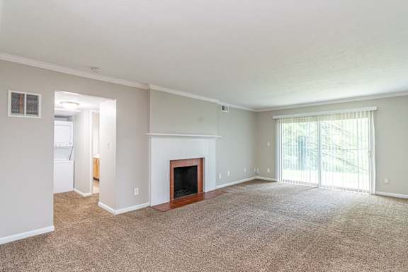 Living room with oversized windows at Trails at Mariemont, Cincinnati, 45227