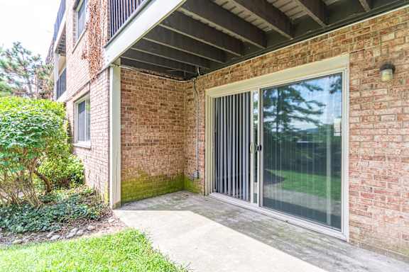 Patio with sliding glass door at Trails at Mariemont, Cincinnati, OH, 45227