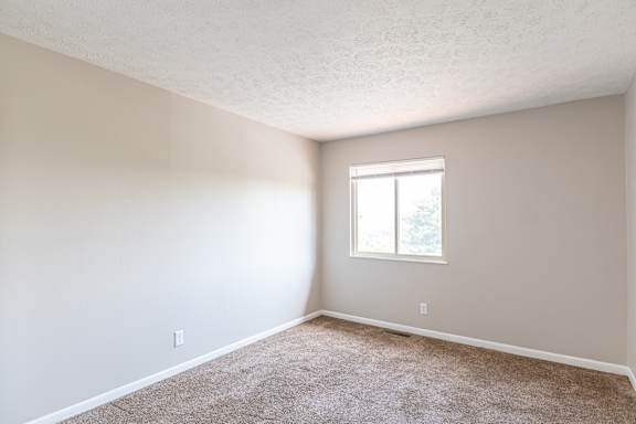 Spacious bedroom with white walls and carpeted floor at Trails at Mariemont, Cincinnati, Ohio