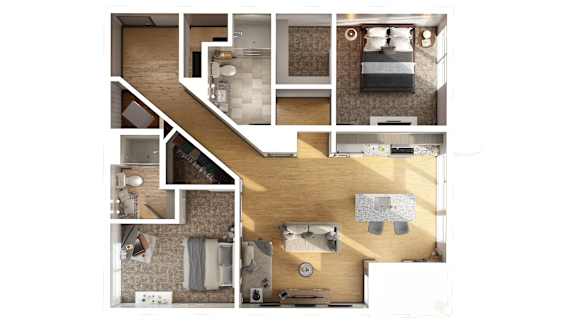 Floor Plan  Allen Floor Plan at 303 Front St Apartments, Columbus, 43215